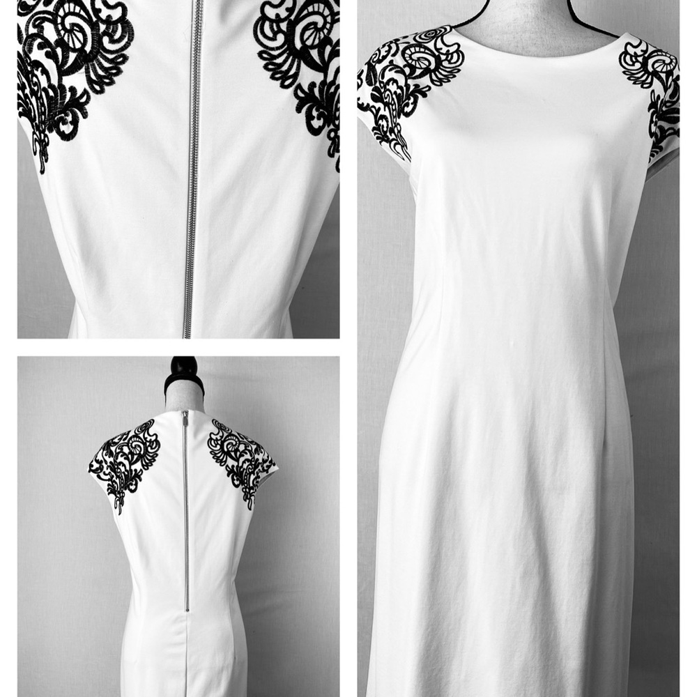 Peter Nygard White Embroiled Sheath Dress. Sz. 10.